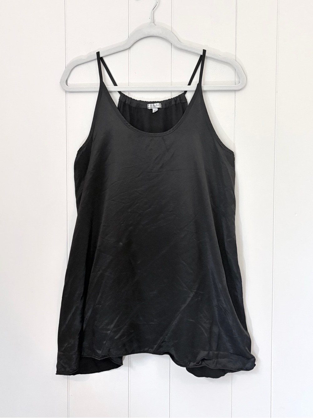 PJ Harlow Black Satin Camisole Spaghetti Straps Anne Cami Hemline Medium